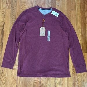 ***NWT Weatherproof Men’s Red/Cabernet Henley Long Sleeve T-Shirt Sz XL